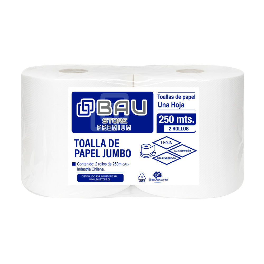 Toalla de Papel Jumbo Baustore 250mtsx2